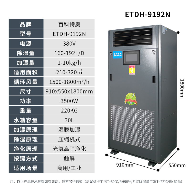 恒湿机ETDH9192N，档案室恒湿一体机