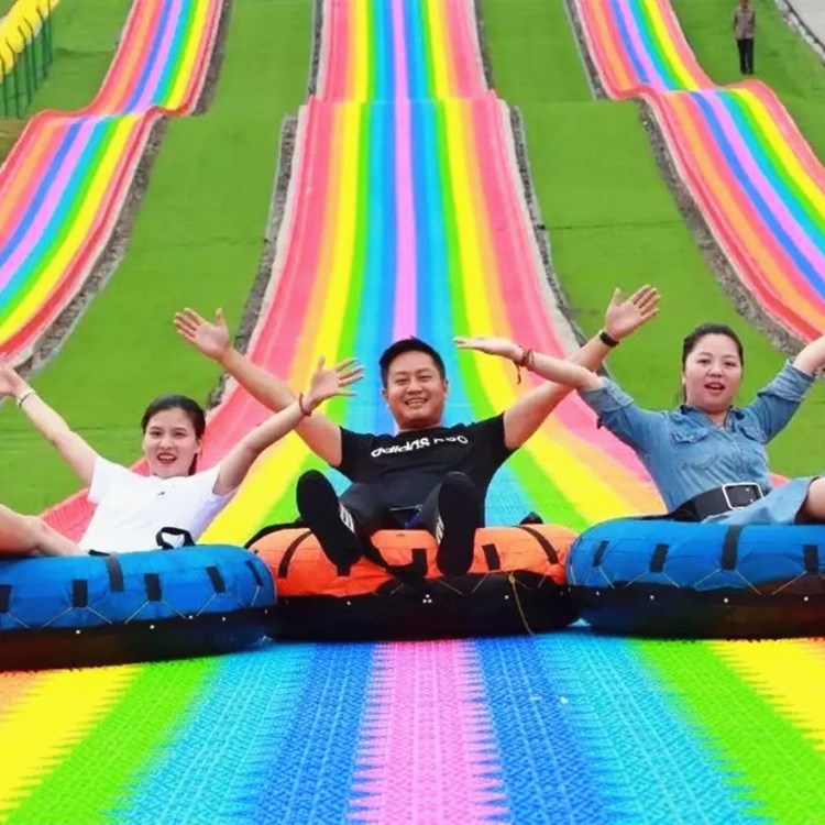 七色彩虹滑道 户外无动力游乐设备 网红组合滑梯彩虹滑道生产厂家